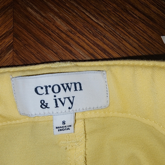 Girls shorts, Crown & Ivy, yellow, scalloped hem, adjustable waist, NWT 8 - Picture 6 of 9
